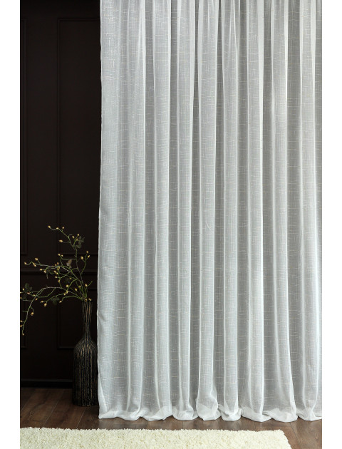 Тюль под лен в клетку 1001v2 молочный золотистый