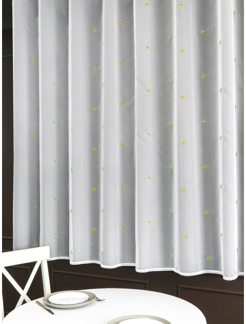 Тюль Letty с кружевом 1232v3 молочный зеленый оранжевый