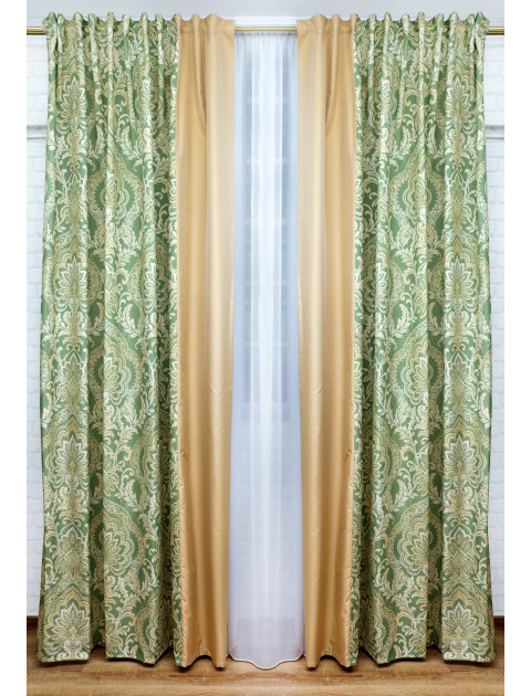 Комплект штор "Альба" бежевый, зеленый