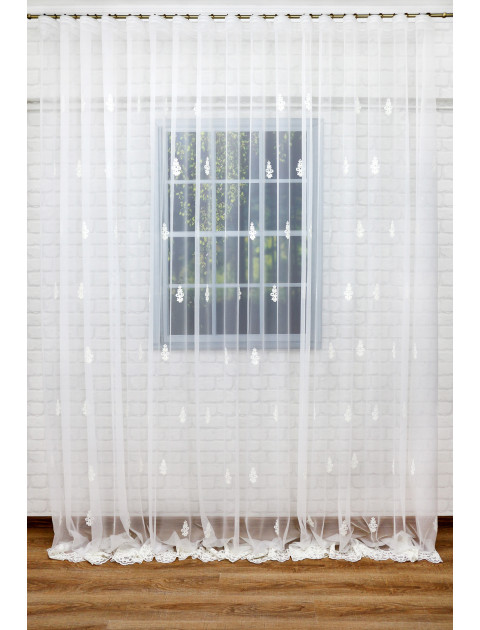 Тюль "Франческа" сетка-вышивка  молочный
