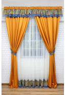 Комплект штор и тюля "Забава 2" оранжевый, синий