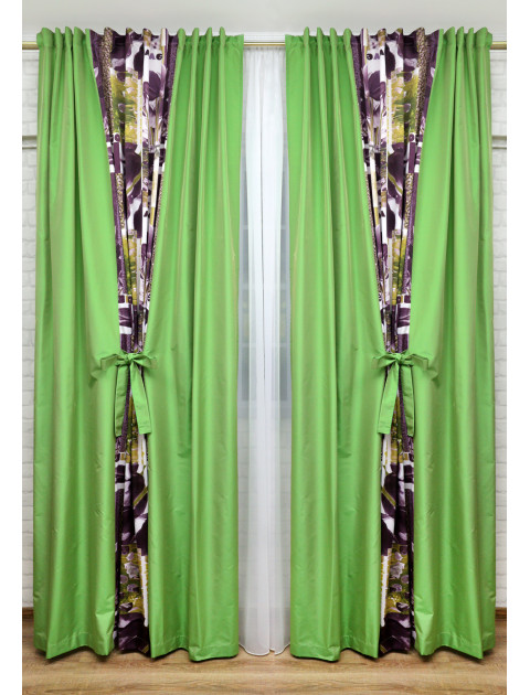 Комплект штор "Адель"зеленый, фиолетовый