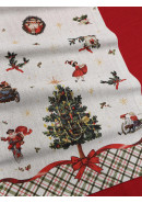 Дорожка декоративная Елка со свечами лен серо-бежевый Дорожка декоративная Елка со свечами лен серо-бежевый