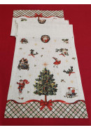 Дорожка декоративная Елка со свечами лен серо-бежевый Дорожка декоративная Елка со свечами лен серо-бежевый