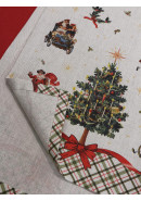 Дорожка декоративная Елка со свечами лен серо-бежевый Дорожка декоративная Елка со свечами лен серо-бежевый