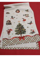 Дорожка декоративная Елка со свечами лен серо-бежевый Дорожка декоративная Елка со свечами лен серо-бежевый