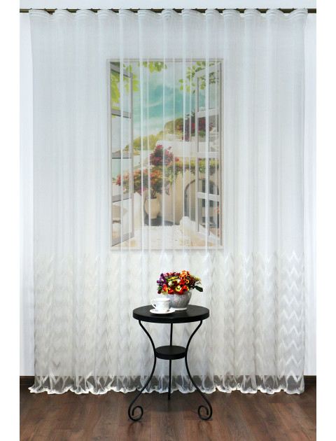 Тюль Сетка-вышивка 15401 v 1 молочный