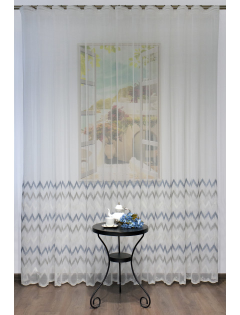 Тюль Сетка-вышивка 15401 v 3 молочный, серый, серебристый