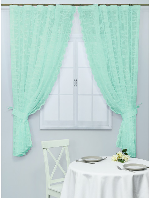 Тюль с фестонами Kora В022v17 с подхватом мятный