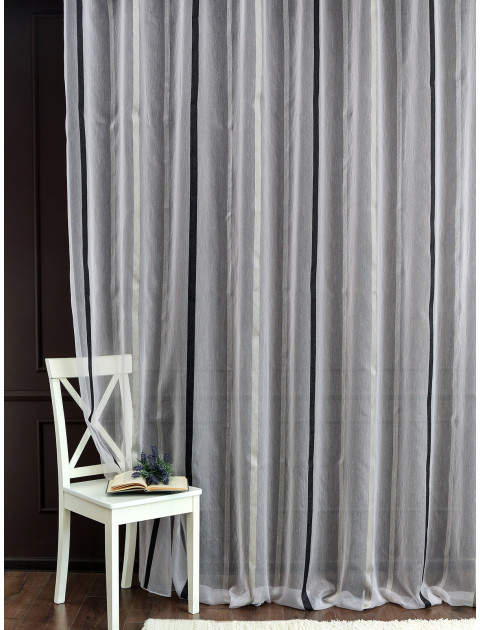 Тюль с вертикальной полосой Lada серый черный