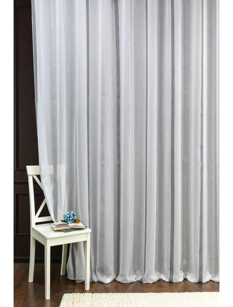 Тюль с вертикальной полосой Fantazi 4155v9 белый серый черный