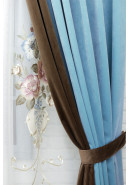 Комплект штор "Луиджи" голубой, коричневый подхват