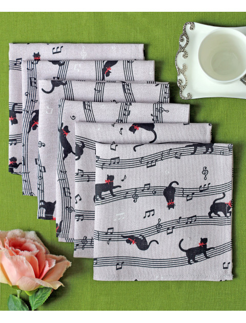 Набор салфеток "Усадьба. Кошачий вальс" бежевый, чёрный, 40*40 см Набор салфеток "Усадьба. Кошачий вальс" бежевый, чёрный, 40*40 см