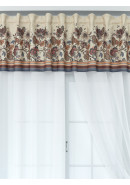 Штора ламбрекен Жасмин полулен коричневый серо-синий серо-бежевый полосы