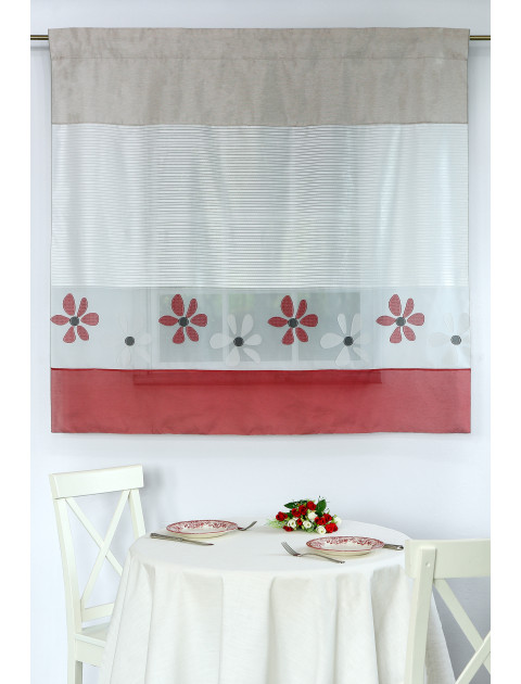 Тюль-экран Дарама белый серый красный
