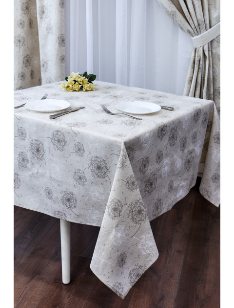 Скатерть Льняная усадьба Одуванчики, серо-бежевый,белый