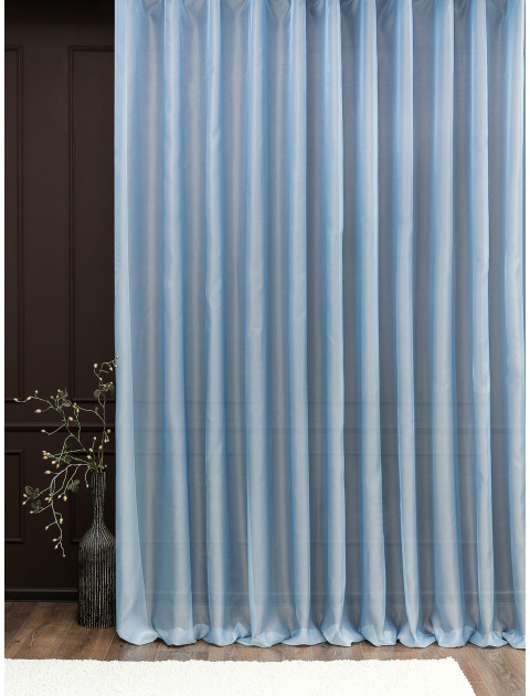 Тюль Krep серо-голубой