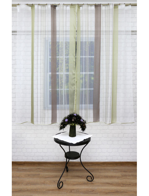 Тюль зелено-коричневый