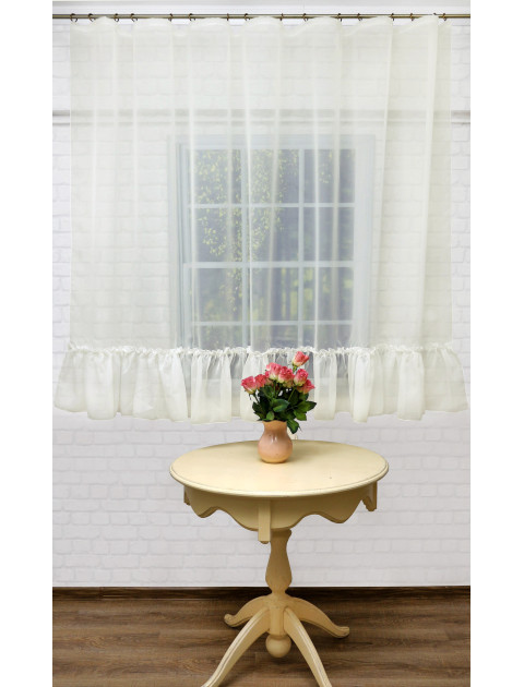 Тюль Юлия с оборкой молочный