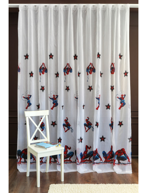 Тюль Спайдермен белый синий