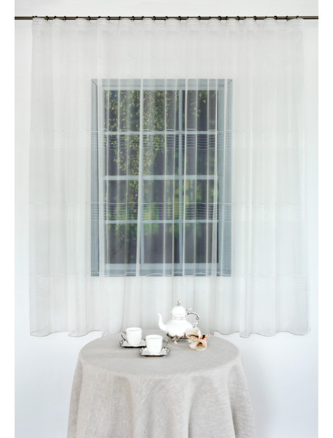 Тюль Сizgilidoner горизонтальные полоски, молочный