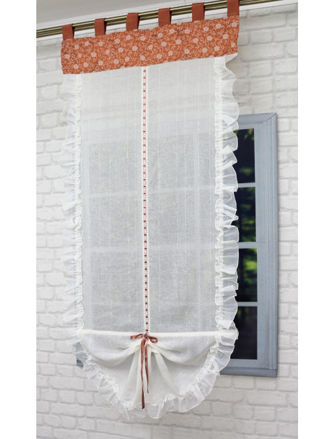 Тюль Маруся экран с утяжелителем терракотово-молочный 1 полотно