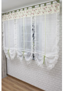 Тюль Маруся экран с утяжелителем бело-бежевый, цветы 3 полотна