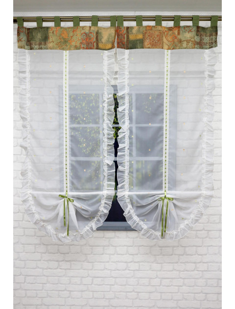 Тюль Маруся экран с утяжелителем молочно-оранжево-золотой 2 полотна