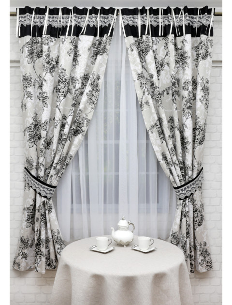 Комплект штор "Кружева" черно-белый