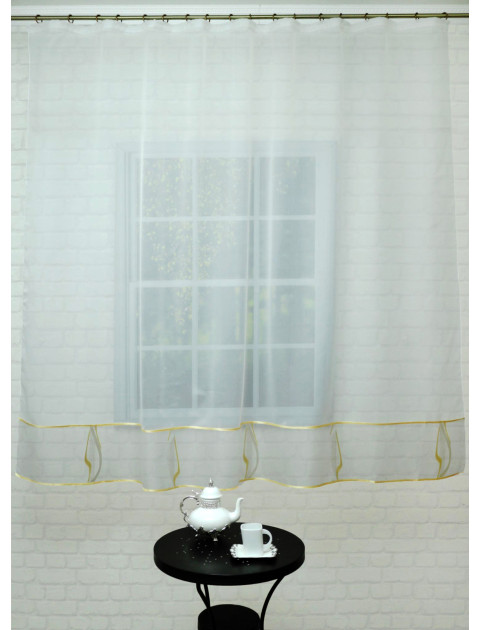 Тюль Либретто белый с золотом