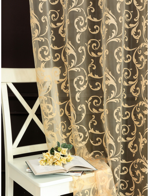 Тюль Devore Premium премиум 1567v12 Вензель светло-золотой
