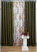 Комплект штор  и тюля"Патрисия" 2014-2zb, зеленые цветы