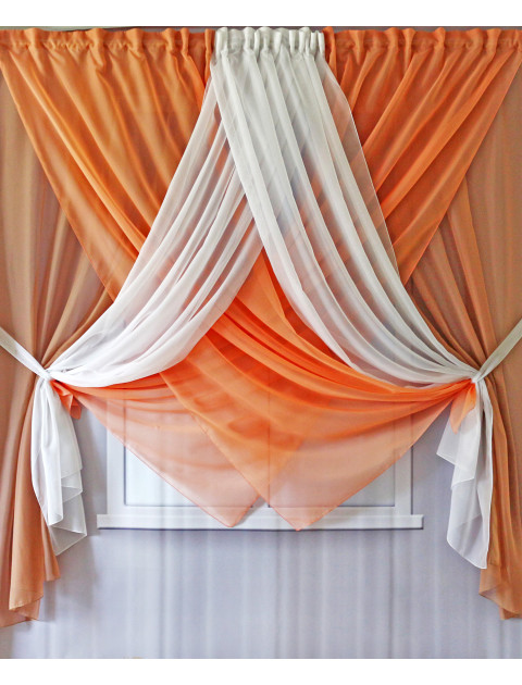 Тюль Радуга бежево-персиковый