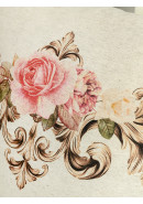 Наволочка декоративная Монплезир Роза с печатью полулен бежевый розовый