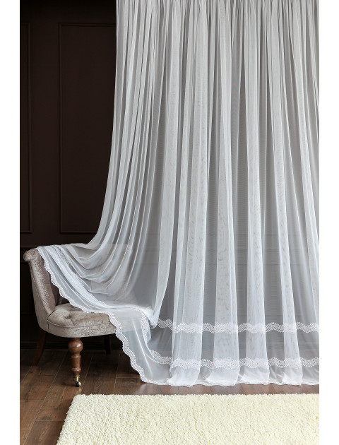 Тюль сетка-вышивка 26001v600 кружево и стразы белый