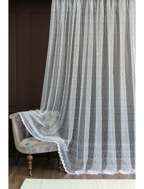 Тюль сетка-вышивка 9019v3046 белый