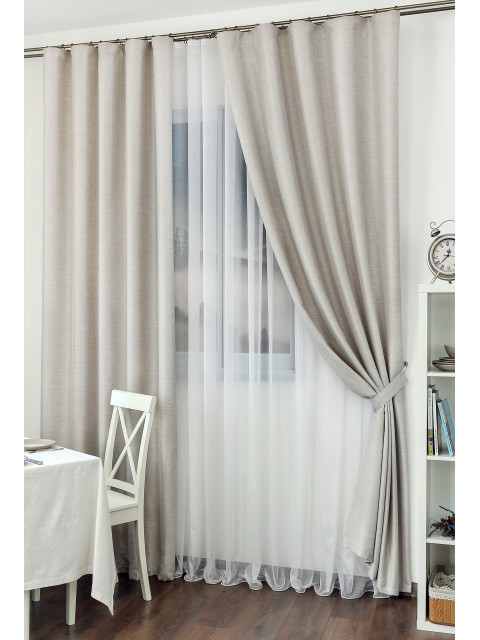 Комплект штор Дарама linen 3441zv20 серо-бежевый
