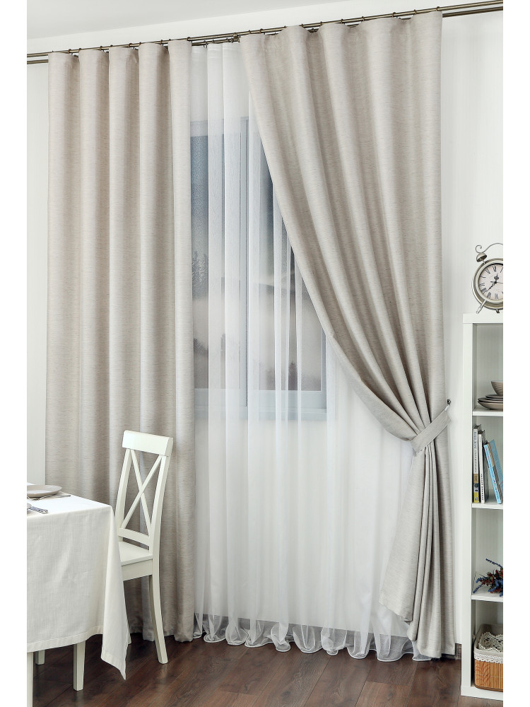 Комплект штор Дарама linen 3441zv20 серо-бежевый Комплект штор Дарама linen 3441zv20 серо-бежевый