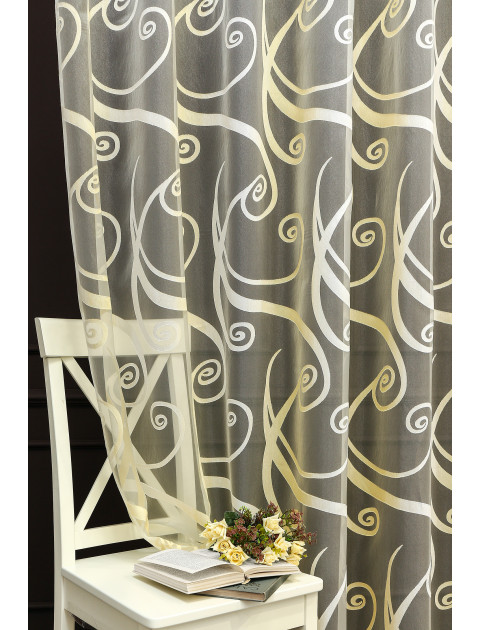 Тюль Devore Premium lux 1850v11 завитки желтый