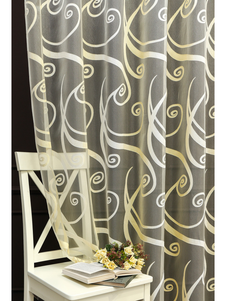 Тюль Devore Premium luks_1850_11 завитки желтый