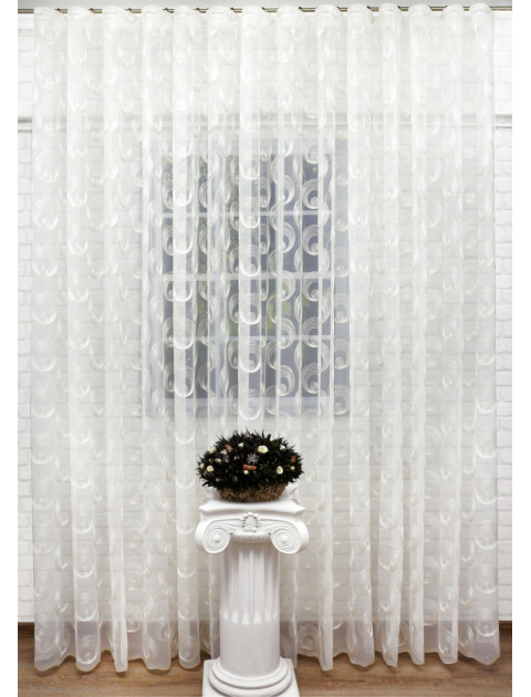 Тюль Сетка-Вышивка 32691_118850, молочный