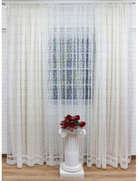 Тюль Сетка-Вышивка 8107_6053, молочный
