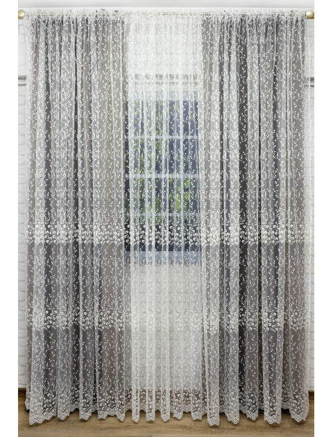 Тюль Сетка-Вышивка 8111_6053, молочный