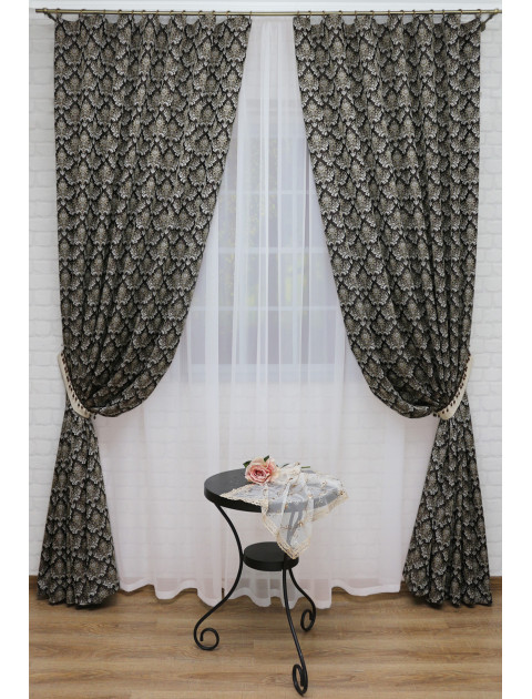 Комплект штор Corona  537643 v 13 венге, молочно-золотой с подхватами