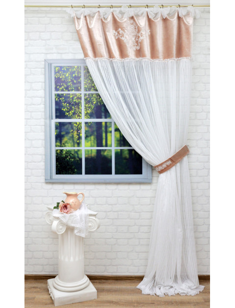 Тюль "Ампир плиссе" 2134, светло-розовый