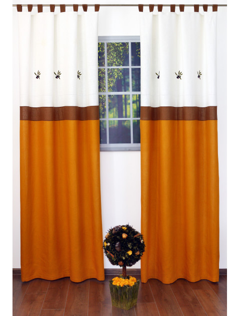 Комплект штор Олива-2 2097(2) горчично-коричневый белый