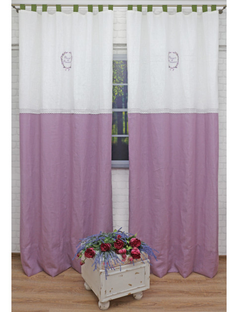 Комплект штор "Flowers of provanse" 6854b, бело-фиолетовый
