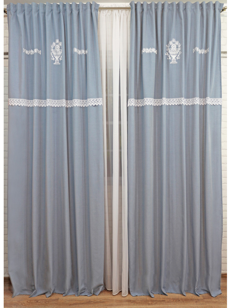 Комплект штор "Янина" 55074_blue, серо-голубой Комплект штор "Янина" 55074_blue, серо-голубой