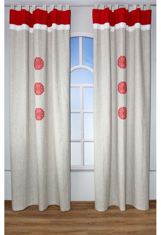 Комплект штор "Кадриль", арт. 2061, серо-красный