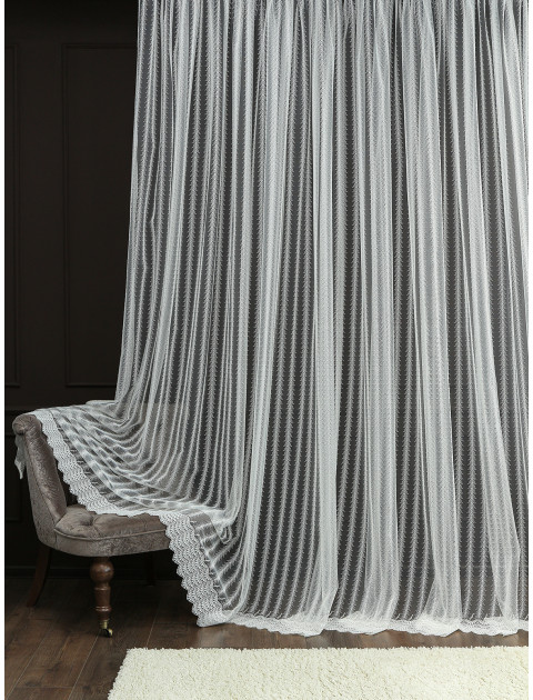 Тюль Сетка-Вышивка 8066_2053m молочный